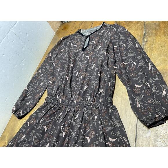 DOUBLE D RANCH Floral Brown Sheer Cottage Core Size Medium Boho - Picture 4 of 10